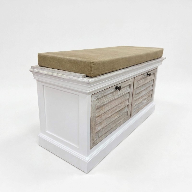 Eingangsbank mit Stauraum aus gebleichtem Holz - Sea Side