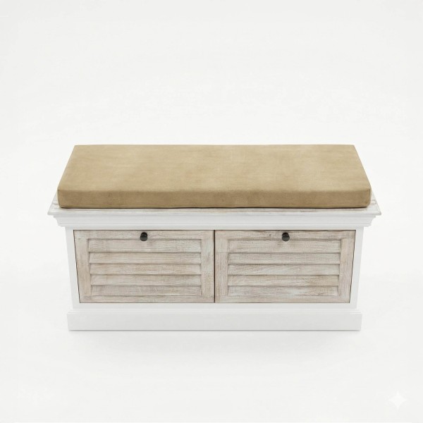 Eingangsbank mit Stauraum aus gebleichtem Holz - Sea Side