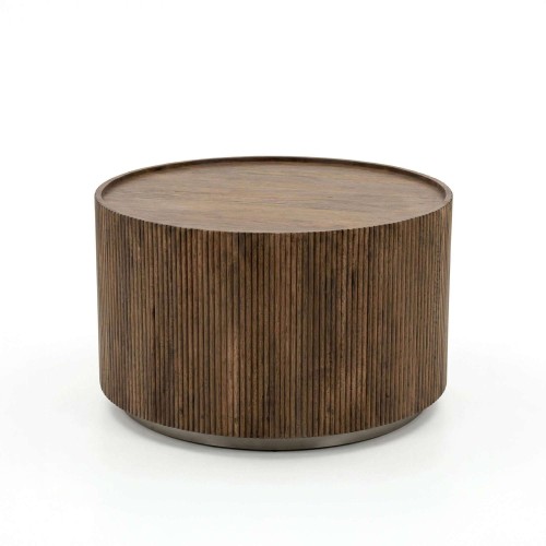 Runder Couchtisch aus Massivholz - Sepia