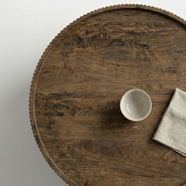 Runder Couchtisch aus Massivholz - Sepia