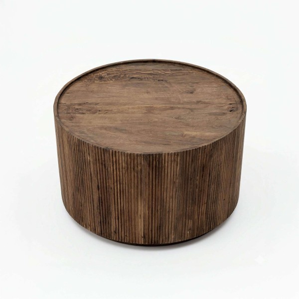 Runder Couchtisch aus Massivholz - Sepia