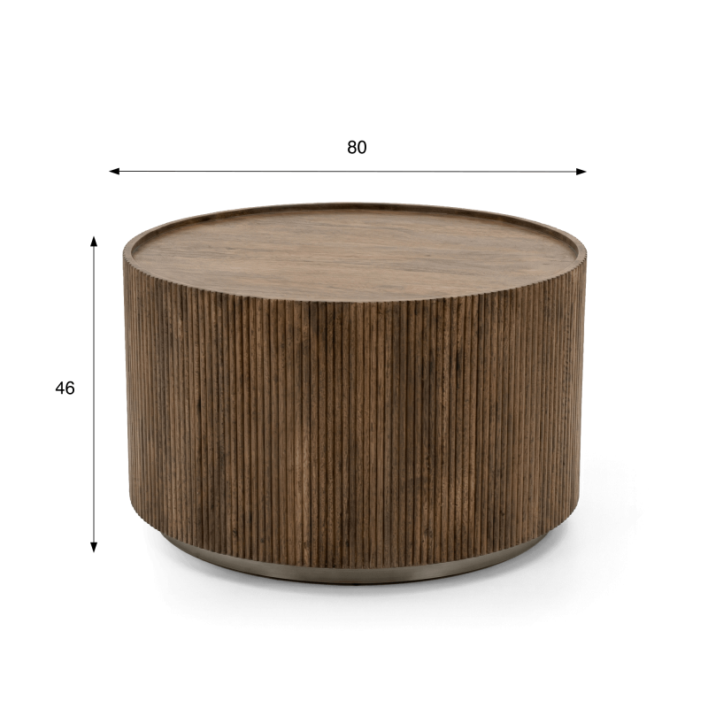 Runder Couchtisch aus Massivholz - Sepia