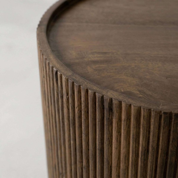 Runder Beistelltisch aus Massivholz - Sepia