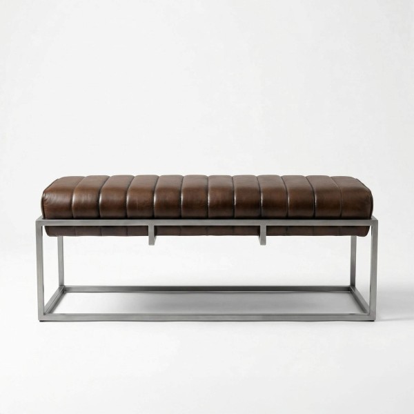 Vintage-Eingangsbank aus Echtleder und Metall - Norton