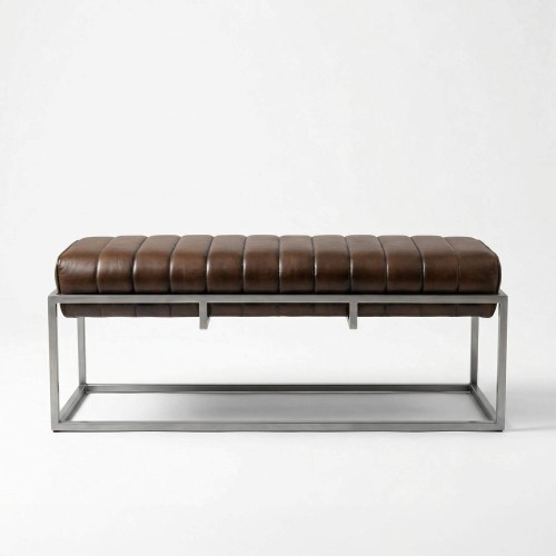 Vintage-Eingangsbank aus Echtleder und Metall - Norton
