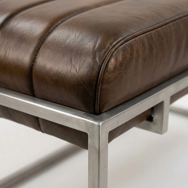 Vintage-Eingangsbank aus Echtleder und Metall - Norton