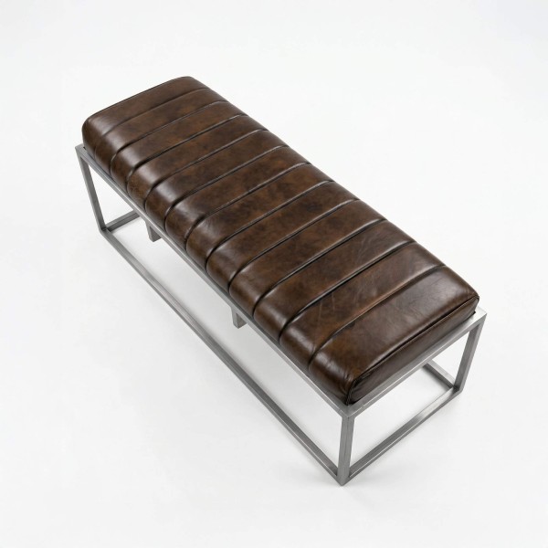 Vintage-Eingangsbank aus Echtleder und Metall - Norton