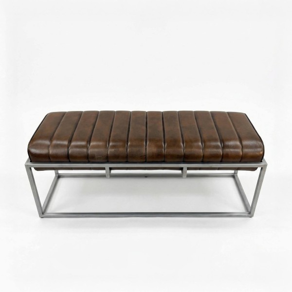 Vintage-Eingangsbank aus Echtleder und Metall - Norton