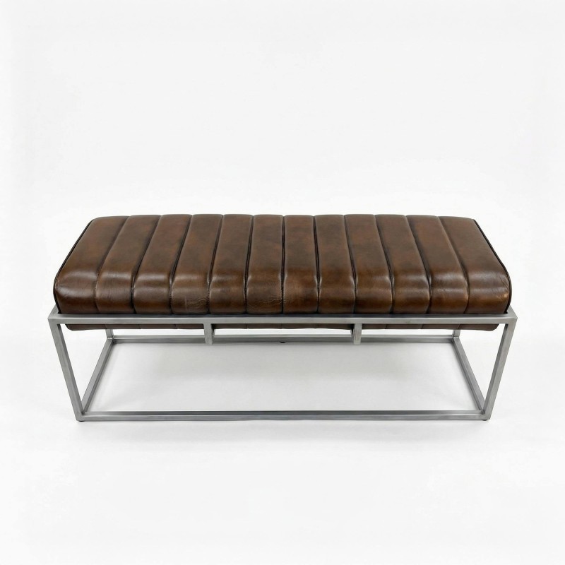 Vintage-Eingangsbank aus Echtleder und Metall - Norton