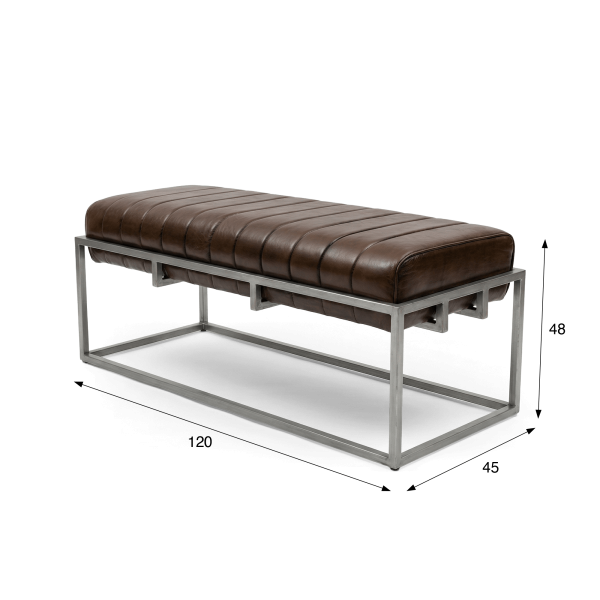 Vintage-Eingangsbank aus Echtleder und Metall - Norton