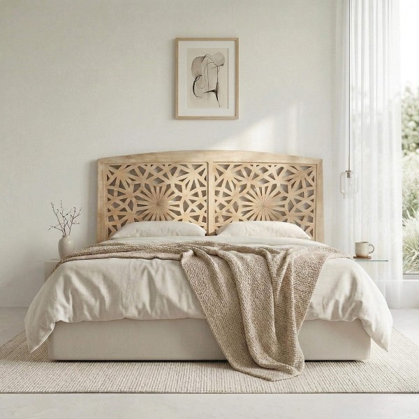 Kopfteil aus geschnitztem Massivholz 200 cm - Nevea