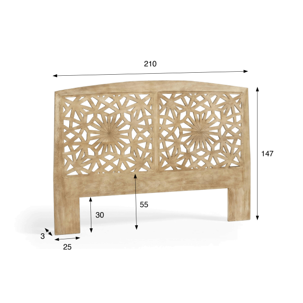 Kopfteil aus geschnitztem Massivholz 200 cm - Nevea