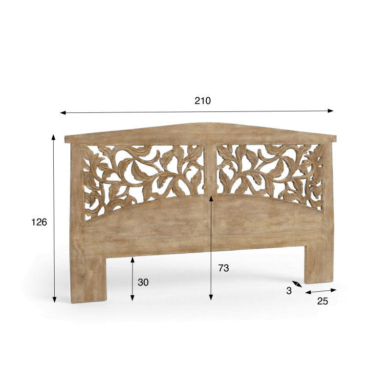 Kopfteil aus geschnitztem Massivholz 200 cm - Galea