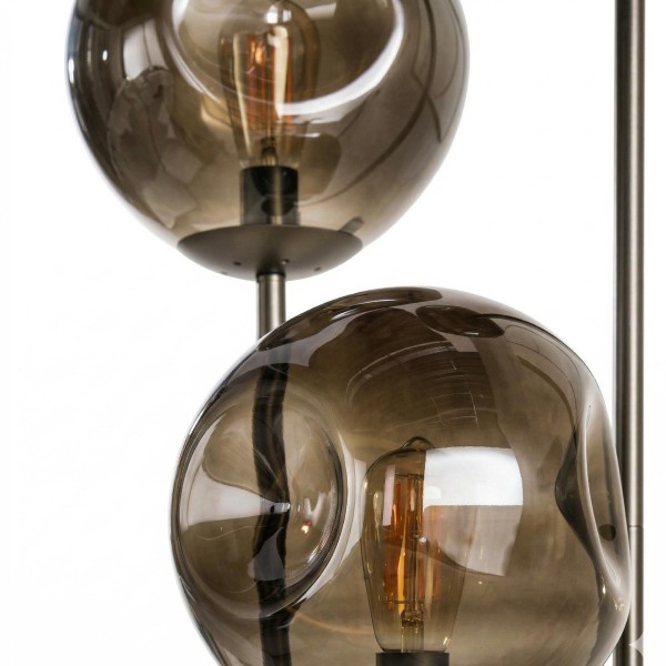 Stehlampe im industriellen Stil aus Metall mit Glaslampenschirmen – Caleo
