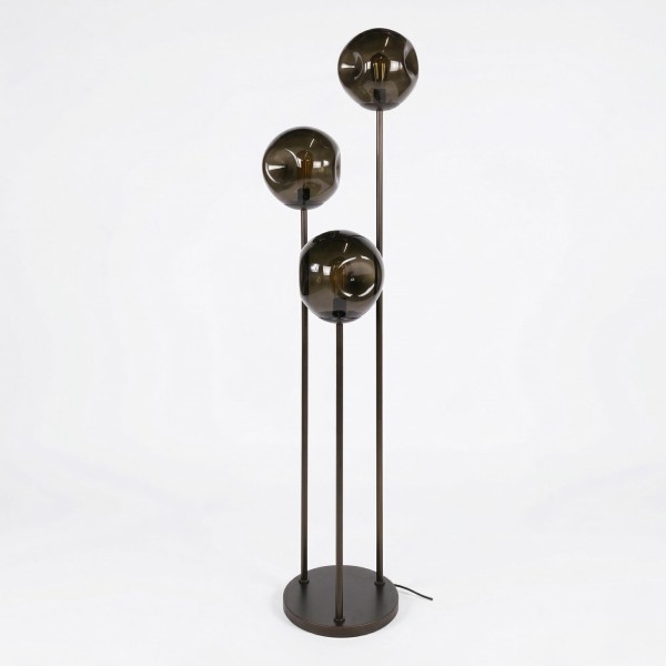 Stehlampe im industriellen Stil aus Metall mit Glaslampenschirmen – Caleo