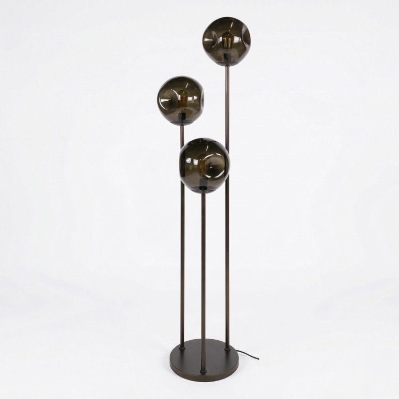 Stehlampe im industriellen Stil aus Metall mit Glaslampenschirmen – Caleo