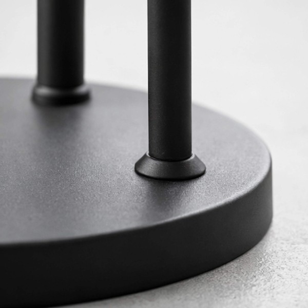 Design-Stehlampe aus schwarzem Metall mit bernsteinfarbenem Glasschirm - Barton