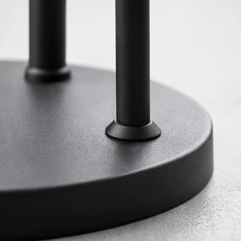 Design-Stehlampe aus schwarzem Metall mit bernsteinfarbenem Glasschirm - Barton