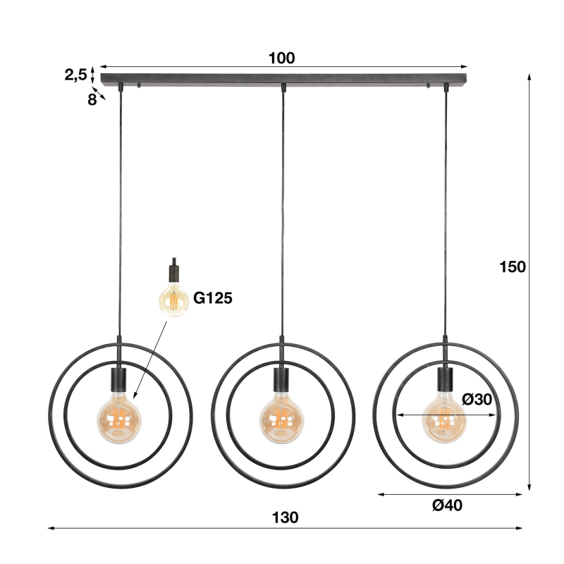 Industrielle Pendelleuchte aus Metall - Altis