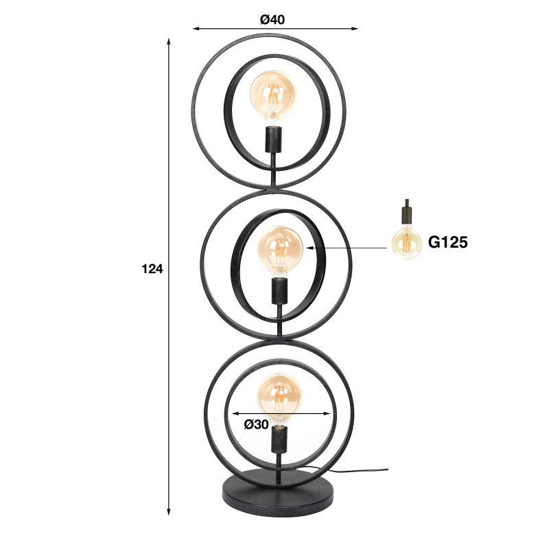 Industrielle Wohnzimmer-Stehlampe aus Metall - Altis