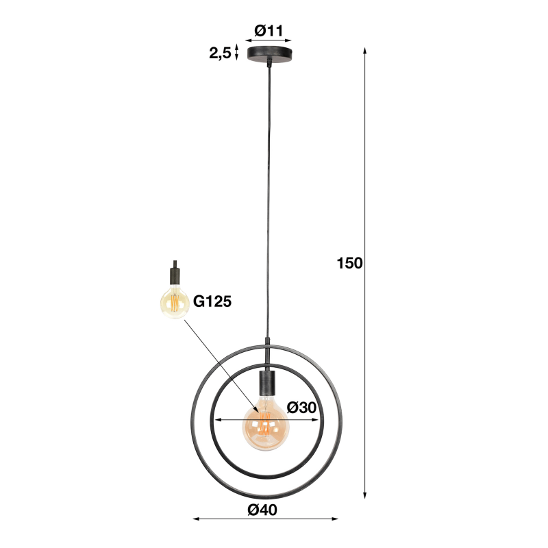 Industrielle Pendelleuchte aus Metall - Altis
