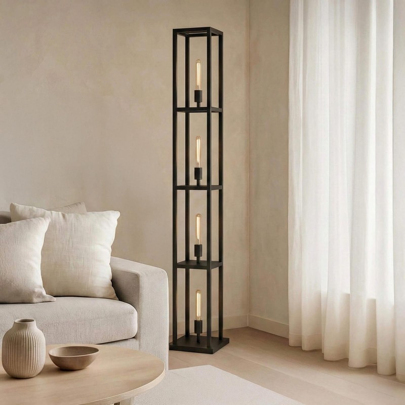 Stehlampe aus Metall für das Wohnzimmer mit LED-Beleuchtung im Industriestil – Strukt