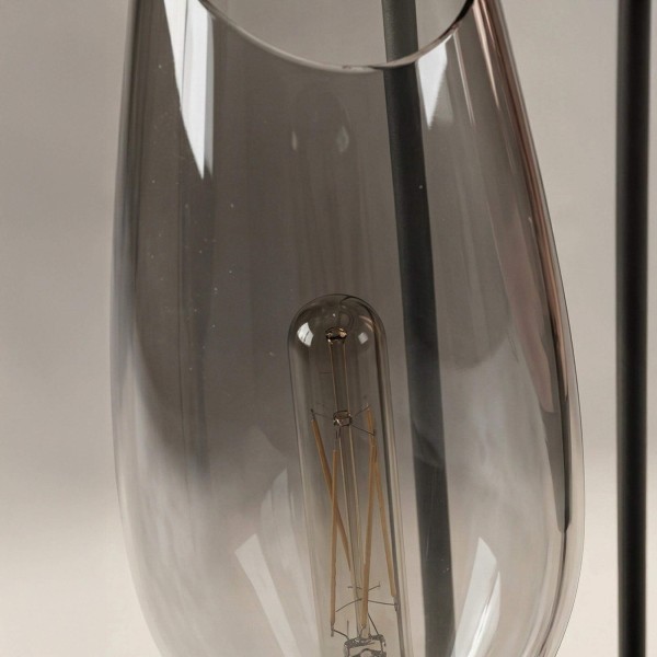 Design-Stehlampe aus schwarzem Metall mit bernsteinfarbenem Glasschirm XL - Barton