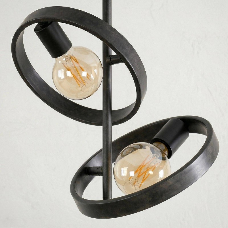 Industrielle Deckenleuchte aus schwarzem Metall - Huxley