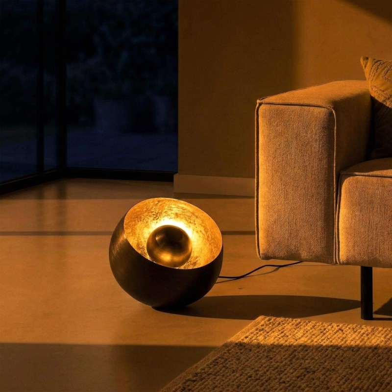 Tischlampe für das Wohnzimmer aus schwarzem und goldenem Metall - Grayson