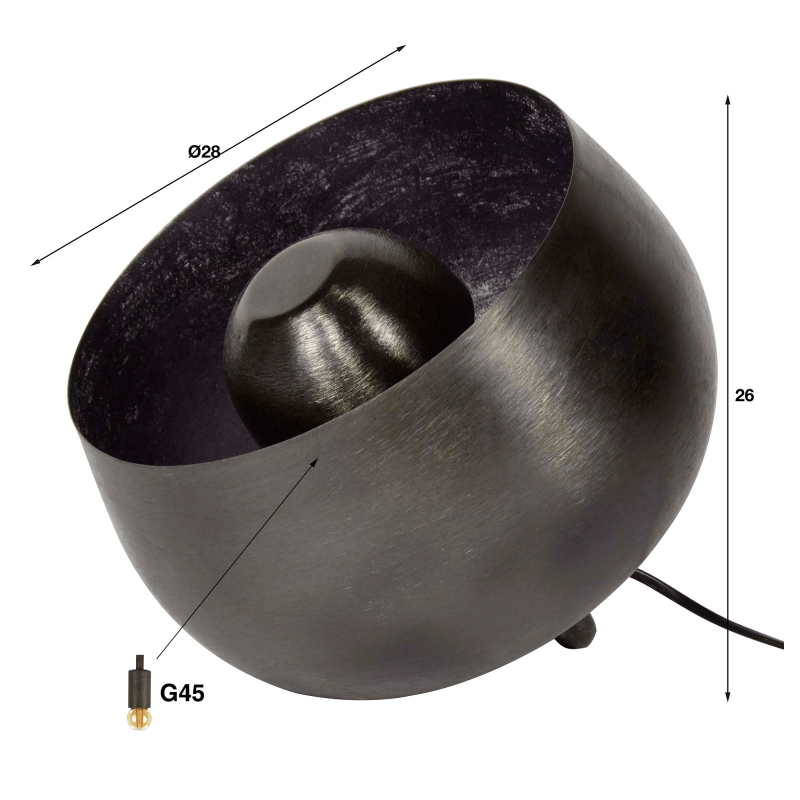 Tischlampe für das Wohnzimmer aus schwarzem und goldenem Metall - Grayson