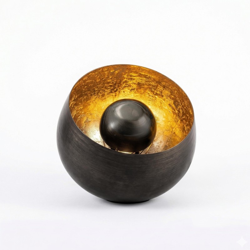 Tischlampe für das Wohnzimmer aus schwarzem und goldenem Metall - Grayson