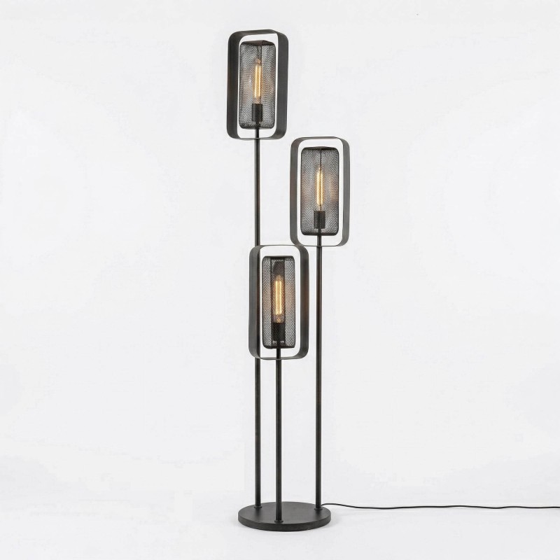 Wohnzimmer-Stehlampe aus Metall im Industrial-Stil - Mesh Rotate