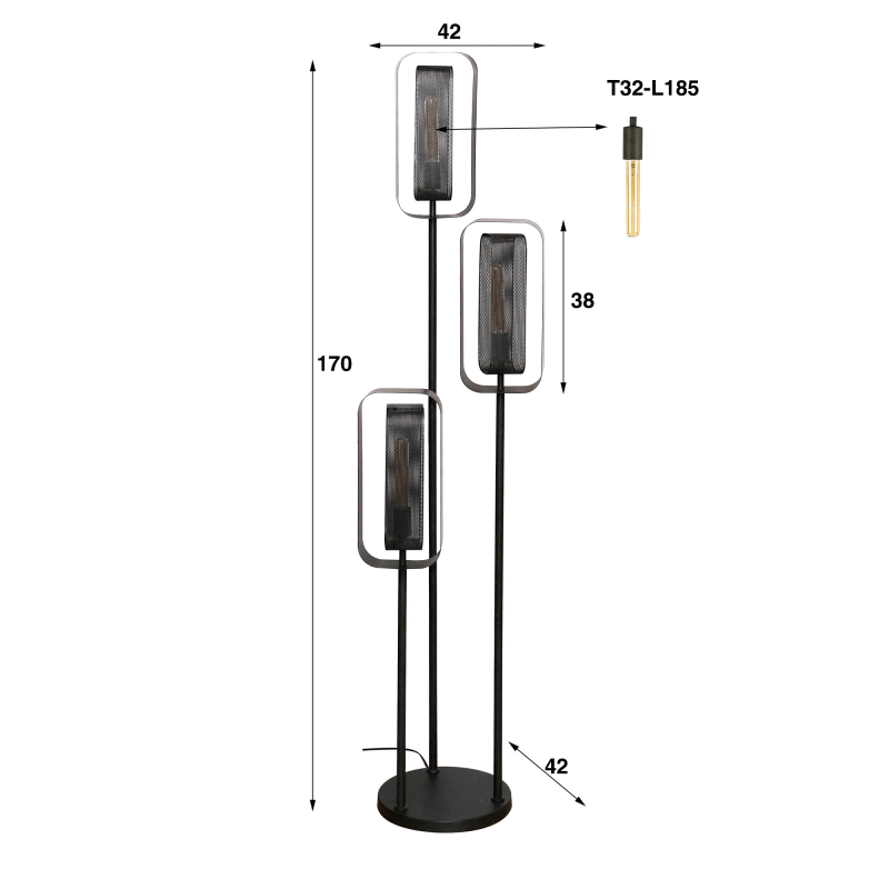Wohnzimmer-Stehlampe aus Metall im Industrial-Stil - Mesh Rotate