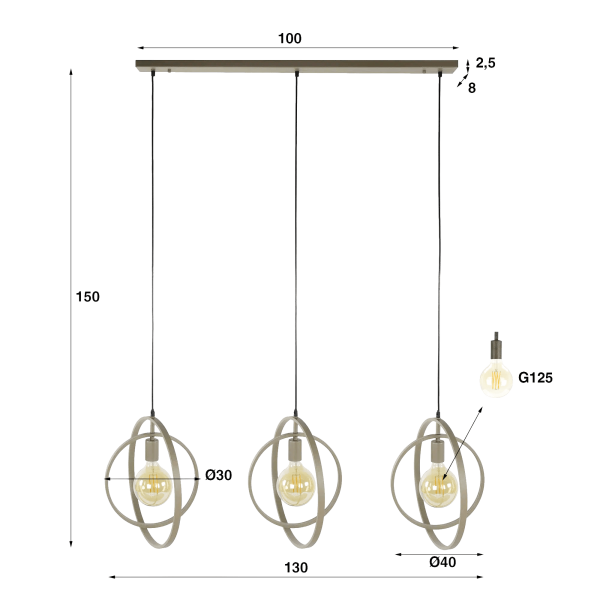 Industrielle Pendelleuchte aus Metall - Altis