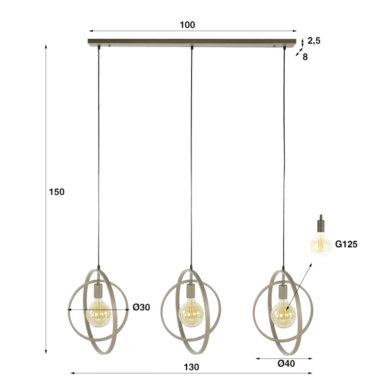 Industrielle Pendelleuchte aus Metall - Altis