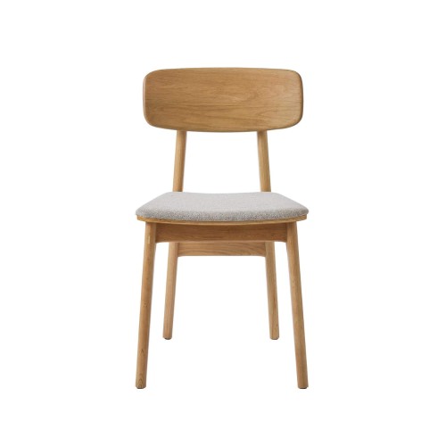 Esszimmerstuhl aus natürlicher Eiche und grauem Stoff - Lima