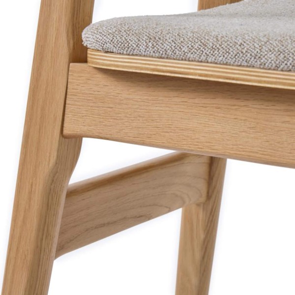 Esszimmerstuhl aus natürlicher Eiche und grauem Stoff - Lima
