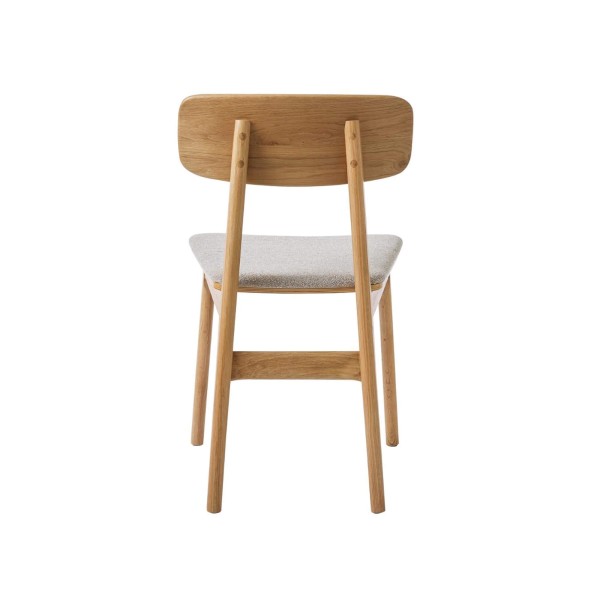 Esszimmerstuhl aus natürlicher Eiche und grauem Stoff - Lima