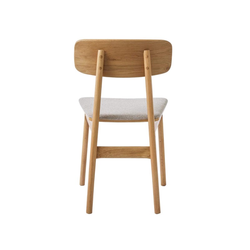 Esszimmerstuhl aus natürlicher Eiche und grauem Stoff - Lima