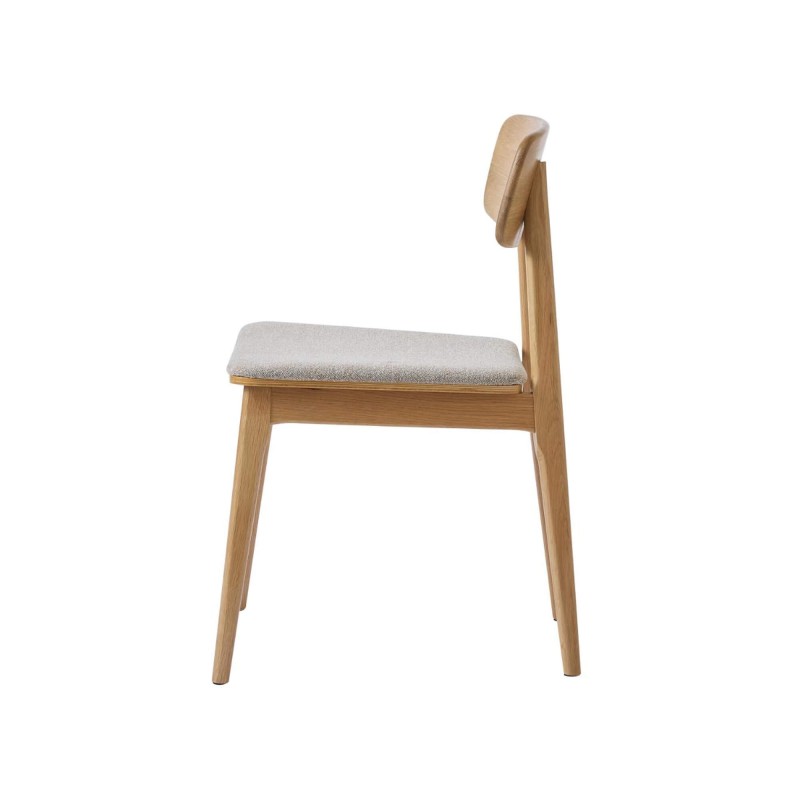 Esszimmerstuhl aus natürlicher Eiche und grauem Stoff - Lima