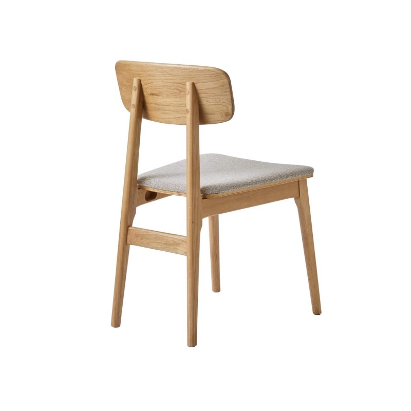 Esszimmerstuhl aus natürlicher Eiche und grauem Stoff - Lima