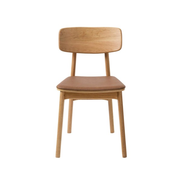 Esszimmerstuhl aus natürlicher Eiche und veganem Leder - Lima