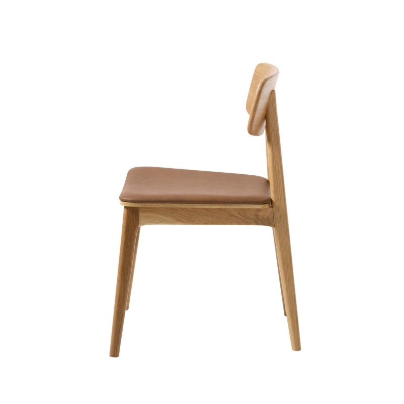 Esszimmerstuhl aus natürlicher Eiche und veganem Leder - Lima