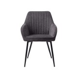 Esszimmerstuhl aus anthrazitfarbenem Stoff - Nolan Stripe