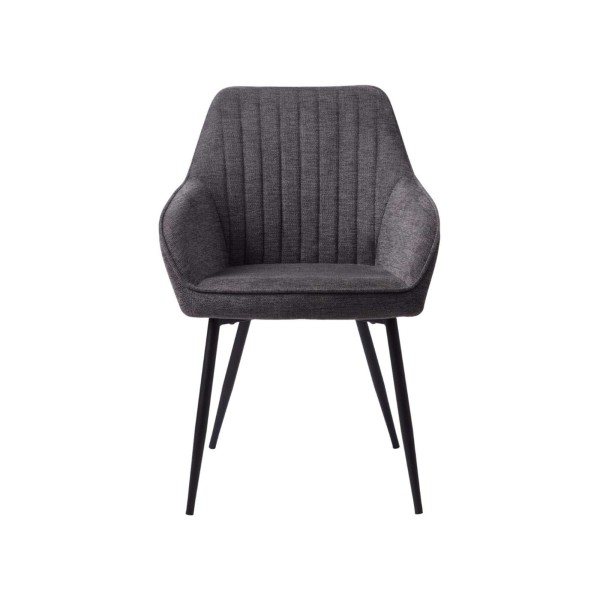 Esszimmerstuhl aus anthrazitfarbenem Stoff - Nolan Stripe