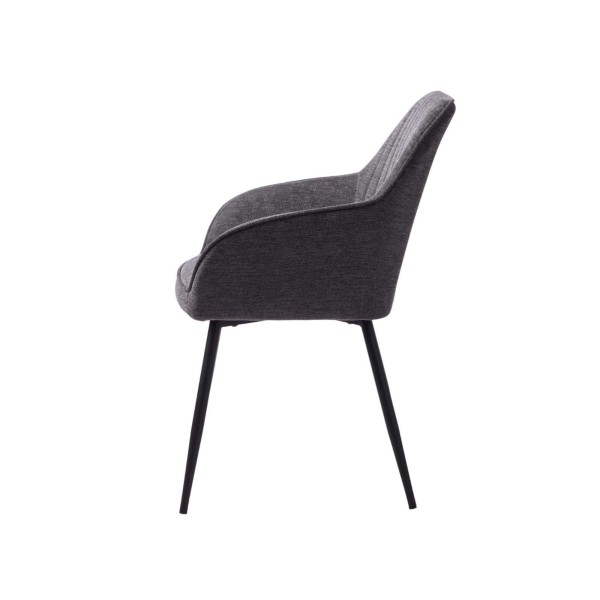 Esszimmerstuhl aus anthrazitfarbenem Stoff - Nolan Stripe