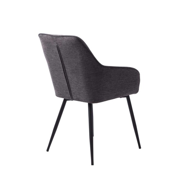 Esszimmerstuhl aus anthrazitfarbenem Stoff - Nolan Stripe