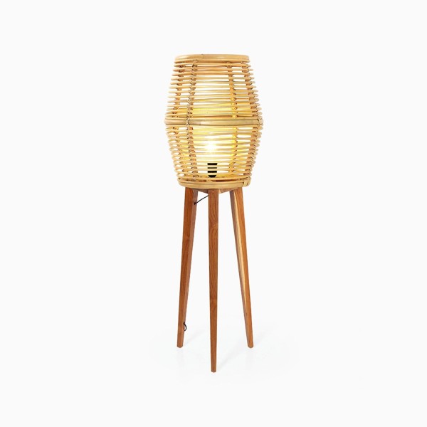 Stehlampe aus Rattan und Teakholz - Yumi