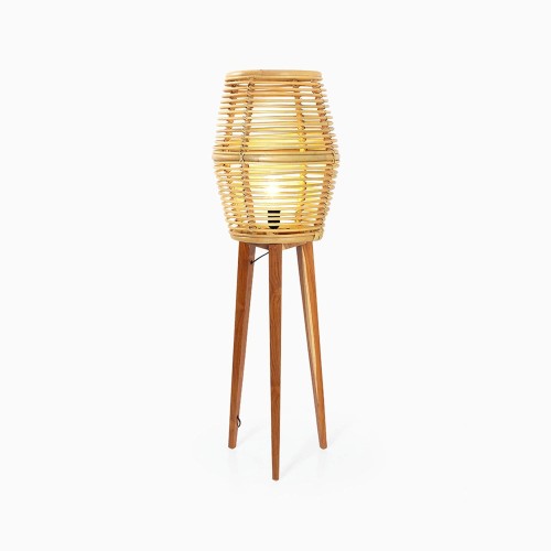 Stehlampe aus Rattan und Teakholz - Yumi