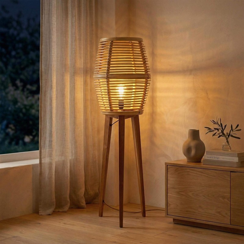 Stehlampe aus Rattan und Teakholz - Yumi